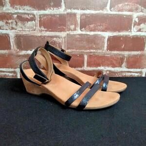 Vionic Orlanda Sandals Womens Size 8.5 Dressy Wedge Brown Black